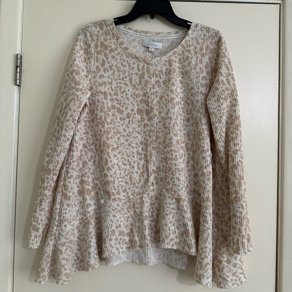New Directions Beige Patterned Blouse